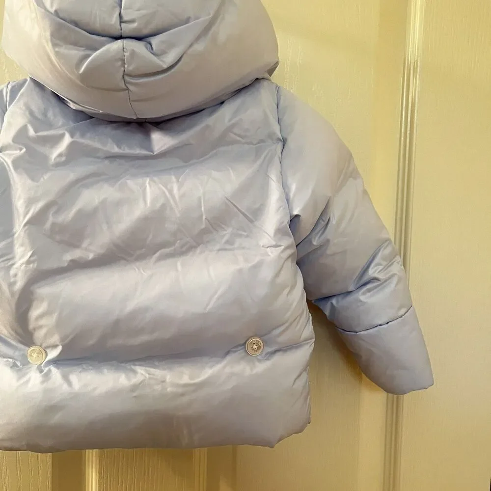 Ralph Lauren Pale Blue Hooded Down Puffer Jacket Baby Boys Size 9 Months